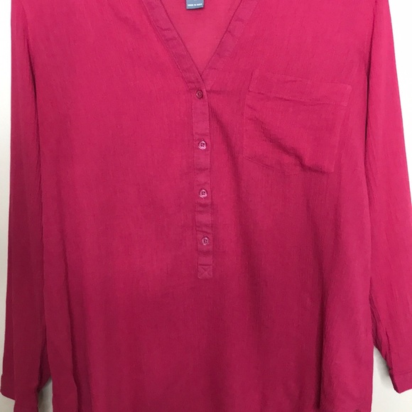 OLD NAVY Split Neck Tunic Cotton Poppy Pink Size M - Picture 2 of 7
